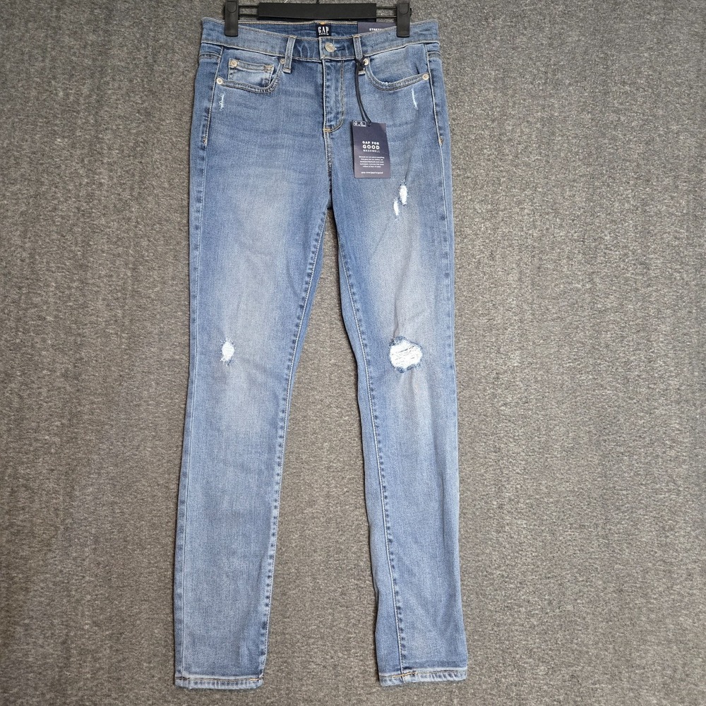 Women's Gap True Skinny‎ Mid Rise Slim Skinny Leg Sz 27R 28x29 Blue Denim